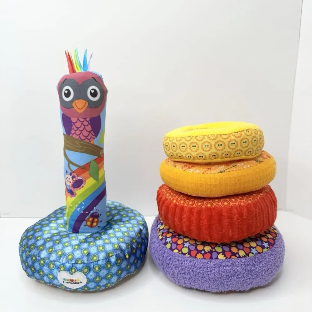 Lamaze Rainbow Stacking Rings Plush Rattle Crinkle Sensory Learning Baby Toy 9